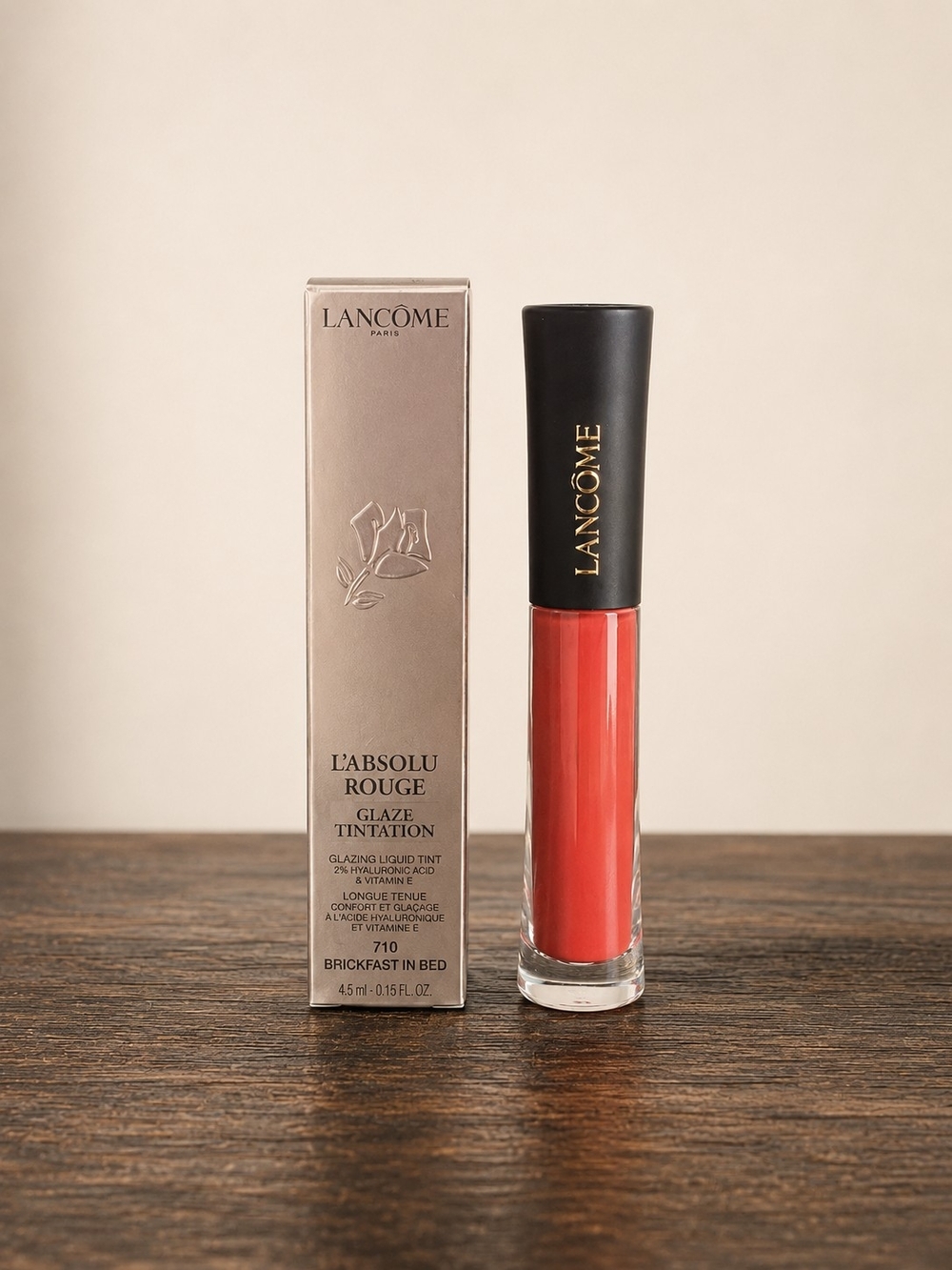 L'Absolu Rouge Glaze Tintation Liquid Lipstick - Brickfast in Bed (Red)